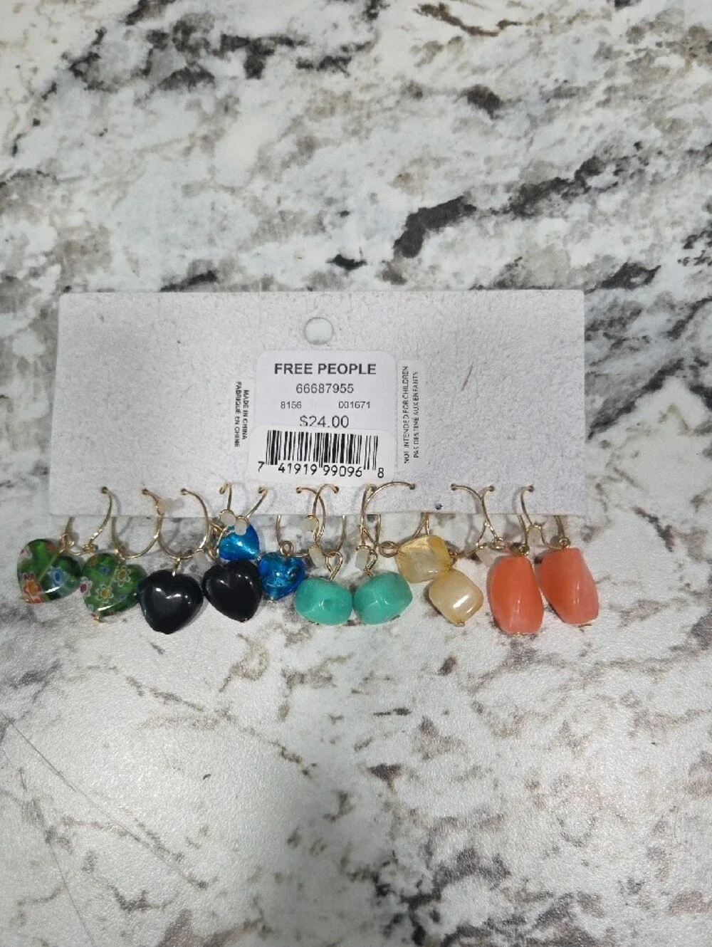 Free People Gold Hoop Hair Rings with Multicolor Stone Charms